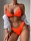 preiswerte Bikini-Damen Badeanzug Bikinis 2 Stück Normal Bademode Feste Farbe 2 Teile Hohe Taillenlinie Orange Stürzen Gefüttert Badeanzüge Einfach Sexy Sexy