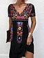 cheap Casual Dresses-Women&#039;s Black Floral Mini Dress V Neck Casual Summer