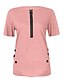 baratos Super Sale-Mulheres Camiseta Zíper Básico Tecido Primavera Normal Azul Rosa Marron Branco Preto