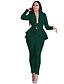 abordables Two Piece Sets-Mujer Chaqueta de sport traje de oficina Conjuntos de pantalones Color sólido Oficina Usar para trabajar Volante Negro Manga Larga Vintage Básico Cuello Camisero Otoño invierno