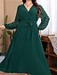 cheap Plus Size Dresses-Women&#039;s Plus Size Solid Color Holiday Dress V Neck Long Sleeve Casual Fall Spring Daily Holiday Maxi long Dress Dress