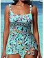 cheap Tankinis-Women&#039;s Swimwear Tankini 2 Piece Normal Swimsuit Ruched Floral Print Strap Vacation Sexy Bathing Suits