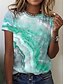 billige T-shirts-Dame T skjorte Geometrisk Avslappet Daglig Abstrakt Geometrisk Kortermet T skjorte Rund hals Grunnleggende Blå S / 3D-utskrift
