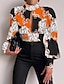 cheap Tops &amp; Blouses-Women&#039;s Shirt Blouse Graphic Black White Yellow Backless Cut Out Print Long Sleeve Office Work Business Streetwear Casual High Neck Regular Fit Spring Fall