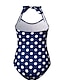 cheap One-Pieces-Navy Blue Polka Dot Monokini Swimwear for Women