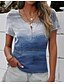 cheap T-Shirts-Women&#039;s T shirt Tee Black Blue Light Blue Button Print Floral Casual Holiday Short Sleeve V Neck Basic Long Floral Painting S