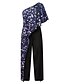 cheap Women&#039;s Jumpsuits-Women&#039;s Jumpsuit Color Block Patchwork Elegant One Shoulder Wide Leg Daily Vacation Short Sleeve Regular Fit Black S M L Spring