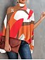 billige Tops &amp; Blouses-Dame Skjorte Bluse Turtleneck skjorte Grafisk Blomstret Geometrisk Lyserød Orange Guld Trykt mønster Uden ærmer Afslappet Daglig I-byen-tøj Elegant Årgang Afslappet Skulderfri Regulær