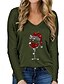 cheap Tops &amp; Blouses-Women&#039;s Shirt Blouse Christmas Shirt Beer Bell Sleeve Black White Army Green Patchwork Long Sleeve Christmas Casual Casual Christmas V Neck Loose Fit Spring Fall