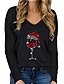 cheap Tops &amp; Blouses-Women&#039;s Shirt Blouse Christmas Shirt Beer Bell Sleeve Black White Army Green Patchwork Long Sleeve Christmas Casual Casual Christmas V Neck Loose Fit Spring Fall