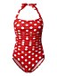 cheap One-Pieces-Women&#039;s Swimwear One Piece Monokini Bathing Suits Normal Swimsuit Polka Dot Tummy Control High Waisted Red Padded Bathing Suits Vacation Sexy Sports / New
