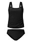 cheap Tankini-Women&#039;s Swimwear Tankini 2 Piece Normal Swimsuit High Waisted Solid Color Green Black Rosy Pink Padded Strap Bathing Suits Sports Vacation Sexy / New