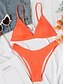 abordables Bikini-Mujer Bañadores Bikini 2 piezas Normal Traje de baño Color sólido 2 Piezas Alta cintura Naranja Inmersión Acolchado Trajes de baño Sencillo Sensual Sexy