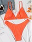 cheap Bikini-Women&#039;s Swimwear Bikini 2 Piece Normal Swimsuit Solid Color 2 Piece High Waist Orange Plunge Padded Bathing Suits Simple Sexy Sexy