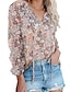 preiswerte Tops &amp; Blouses-Damen Bluse Hemd Rosa Wein Khaki Bedruckt Blume Täglich Wochenende Langarm V Ausschnitt Boho Standard Boho S