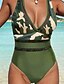 cheap One-Pieces-Women&#039;s Swimwear One Piece Normal Swimsuit Open Back Slim Camo Green Plunge Bathing Suits Sports Vacation Basic