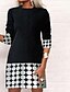 cheap Spring&amp;Autumn Dress-Modern Geometric Print Shift Mini Dress