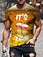 preiswerte Tank Tops-Herren T-Shirt Hemd Grafik Bier 3D-Druck Rundhalsausschnitt Täglich Kurzarm Bedruckt Oberteile Grundlegend Graues Grün Wein Grün / Sommer