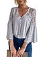cheap Tops &amp; Blouses-Women&#039;s Blouse Shirt Purple Pink Yellow Lace Patchwork Plain Holiday Beach Long Sleeve V Neck Casual Beach Regular Loose Fit S / Cut Out