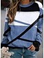 billige Hættetrøjer &amp; sweatshirts-Dame Sweatshirt bluse Trykt mønster Aktiv Gade Blå Geometrisk Daglig Langærmet Rund hals S M L XL XXL 3XL