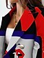 abordables Blazers Femme-blazer Abstrait à la mode Avec poches Automne L&#039;hiver Normal Col rabattu Manteau Manches Longues Bureau Veste Noir / Imprimer