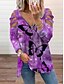 cheap T-Shirts-Women&#039;s Blouse Blue Purple Pink Cut Out Flowing tunic Butterfly Casual Weekend Long Sleeve V Neck Basic Long Butterfly Painting S / 3D Print / Print