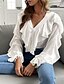 billige Tops &amp; Blouses-Dame Skjorte Bluse Sort Hvid Drapering Knap Vanlig Daglig Weekend Langærmet V-hals Gade Normal S