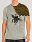 cheap Tank Tops-Bee On Honeycomb Mens Graphic Shirt Vintage 3D For | White Summer Cotton Tee Prints Round Neck Yellow Daily Holiday Short Sleeve Clothing Apparel Birthday And