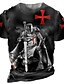 cheap Short Sleeve-Mens Graphic Shirt Unisex Tee Lion Prints Cross Round Neck Black Gray Gold + White+Black Red 3D Zero Two Plus Casual Cotton