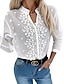 billige Tops &amp; Blouses-Dame Skjorte Bluse Hvid Blomstret Vanlig Daglig Weekend Langærmet V-hals Gade Afslappet Bomuld Normal Blomster Tema S