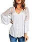 cheap Tops &amp; Blouses-Women&#039;s Blouse Shirt Purple Pink Yellow Lace Patchwork Plain Holiday Beach Long Sleeve V Neck Casual Beach Regular Loose Fit S / Cut Out