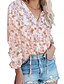 cheap Tops &amp; Blouses-Women&#039;s Blouse Shirt Pink Wine Khaki Print Flower Daily Weekend Long Sleeve V Neck Boho Regular Boho S