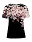 abordables T-shirts-Femme T shirt Tee Rose Claire Bleu Violet Floral Imprimer Manche Courte Casual Vacances Fin de semaine basique Col Rond Standard Fleur Peinture