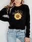 cheap T-Shirts-Women&#039;s T shirt Tee Green Blue Yellow Print Graphic Letter Casual Daily Long Sleeve Round Neck Basic Cotton Regular Floral S / Sunflower