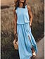 cheap Casual Dresses-Women&#039;s Maxi long Dress Shift Dress Sleeveless Split Solid Color Pure Color Crew Neck Spring Summer Elegant Casual Modern 2022 Regular Fit S M L XL 2XL 3XL 4XL 5XL