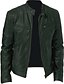 cheap Best Sellers-Men&#039;s Faux Leather Jacket Daily Thermal Warm Rain Waterproof Stand Collar Jacket Outerwear Solid Colored Wine Navy Blue Dark Green / Long Sleeve