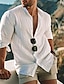 billige Linen Shirts-Herre Skjorte linned skjorte Sommer skjorte Strandtrøje Sort Hvid Gul Langærmet Helfarve Krave Forår Efterår udendørs Gade Tøj