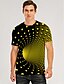 cheap Men&#039;s Tees &amp; Tank Tops-Men&#039;s Unisex T shirt Tee Tee Graphic Optical Illusion Round Neck Black Yellow Red Blue Purple 3D Print Plus Size Party Casual Short Sleeve Clothing Apparel Streetwear Punk &amp; Gothic