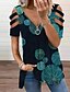 abordables T-shirts-Mujer Blusa Azul Piscina Morado Arco Iris Cortado Cremallera de un cuarto Leopardo Floral Casual Fin de semana Manga Corta Escote en Pico Básico Largo Flor Pintura S / Impresión 3D / Estampado