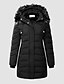 cheap Coats &amp; Trench Coats-Women&#039;s Parka Puffer Jacket Fur Trim Pocket Long Coat Black Blue Dark Blue Red Street Casual Zipper Winter Stand Collar Regular Fit XL XXL 2XL 3XL 4XL 5XL / Daily / Warm / Plain