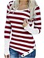 cheap T-Shirts-Women&#039;s T shirt Tee Red Navy Blue Black Lace Striped Daily Long Sleeve Round Neck Punk &amp; Gothic Regular S / 3D Print