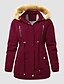 preiswerte Damen Daunenjacken &amp; Parkas-Damen Winterjacke Wintermantel Casual Windundurchlässig warm halten Reisverschluss Pelzkragen Casual Streetstyle Kapuzenpullover Regular Fit Oberbekleidung Winter Herbst Langarm Schwarz Blau Rosa S M