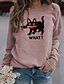 cheap Hoodies &amp; Sweatshirts-Women&#039;s Sweatshirt Pullover Monograms Print Active Streetwear Black White Pink Cat Text Daily Long Sleeve Round Neck