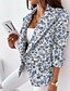cheap Blazers-Women&#039;s Blazer with Pockets Floral Stylish Long Sleeve Coat Office Fall Winter Regular Double Breasted Jacket Blue