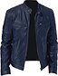 cheap Best Sellers-Men&#039;s Faux Leather Jacket Daily Thermal Warm Rain Waterproof Stand Collar Jacket Outerwear Solid Colored Wine Navy Blue Dark Green / Long Sleeve