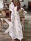 cheap All Sale-Women&#039;s Maxi long Dress Swing Dress Beige Short Sleeve Cold Shoulder Print Floral V Neck Spring Summer Stylish Casual Vacation 2022 Loose S M L XL XXL 3XL