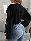 abordables Tops &amp; Blouses-Mujer Camisa Blusa Negro Blanco Volante Botón Plano Diario Fin de semana Manga Larga Escote en Pico Ropa de calle Regular S