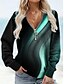 preiswerte Kapuzenjacken &amp; Sweatshirts-Damen Hoodie Sweatshirt Kapuze Zip Modern V Ausschnitt Herbst Dunkelbraun Schwarz