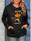 billige Hoodies-Dame Pullover-hættetrøje bluse Bogstaver Græskar Halloween Daglig Weekend Trykt mønster Gade Afslappet Tøj Hættetrøjer Sweatshirts Gul Orange