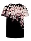 preiswerte T-shirts-Damen T Shirt Rosa Blau Purpur Blumen Bedruckt Kurzarm Casual Festtage Wochenende Basic Rundhalsausschnitt Regular Fit Blume Farbe